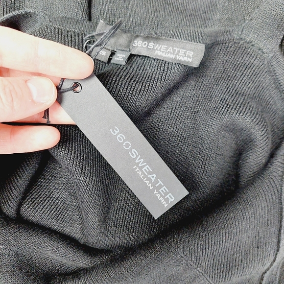 NEW 360 SWEATER Linen Blend Black Sleeveless V Neck Midi Dress P671 - Picture 6 of 8